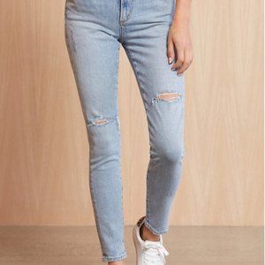 AGOLDE Sophie High Rise Skinny Jeans Light Wash Distressed‎ Size 24